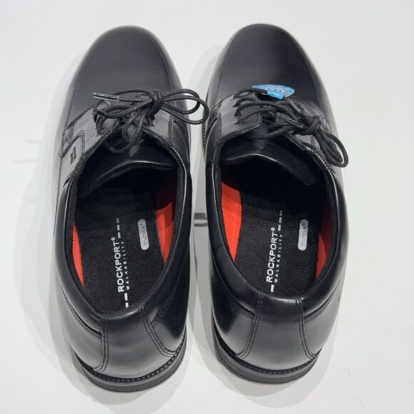 NWOB Rockport Essential Waterproof Apron Toe Oxford Black Leather Men's 9 X-Wide - Picture 8 of 12